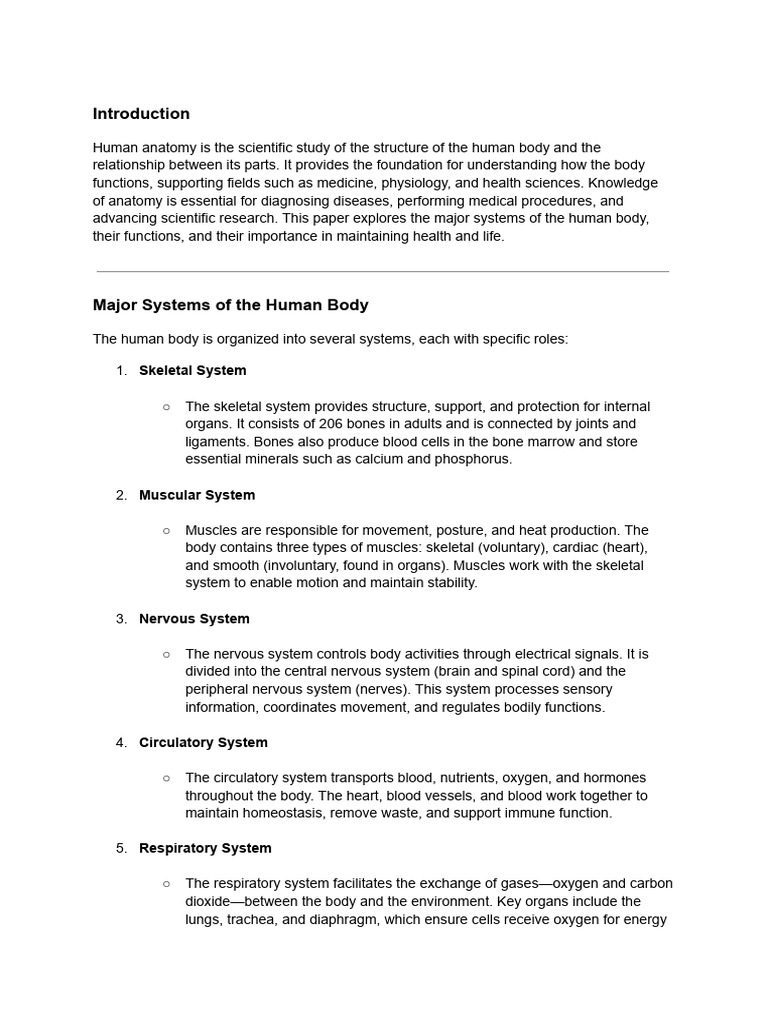 Overview of Human Body Systems | PDF | Human Body | Muscle