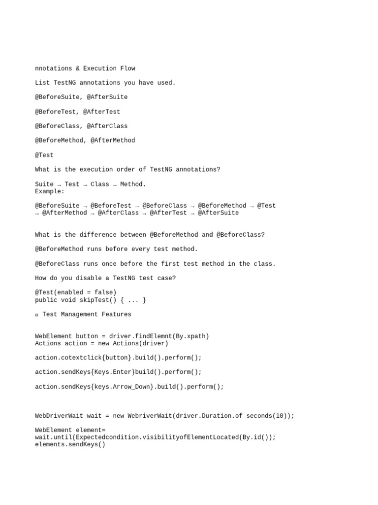 TestNG Annotations and Execution Order | PDF