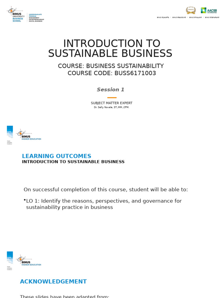 Introduction to Sustainable Business | PDF | Sustainability | Externality