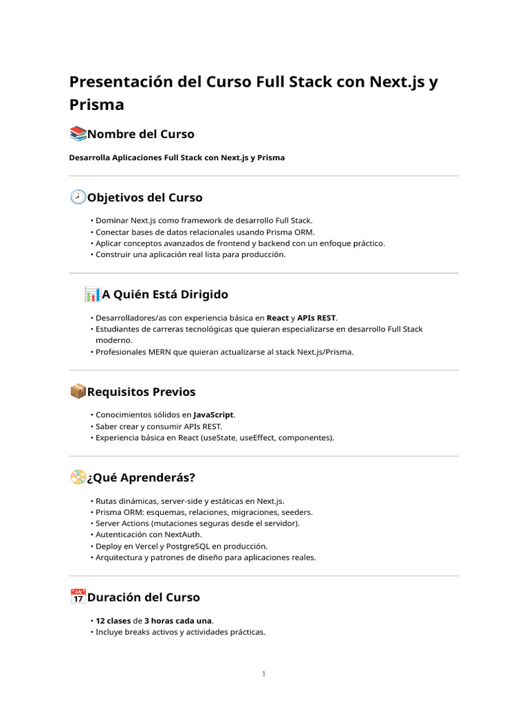 Curso Full Stack: Next.js y Prisma | PDF | Informática | Tecnologías de ...