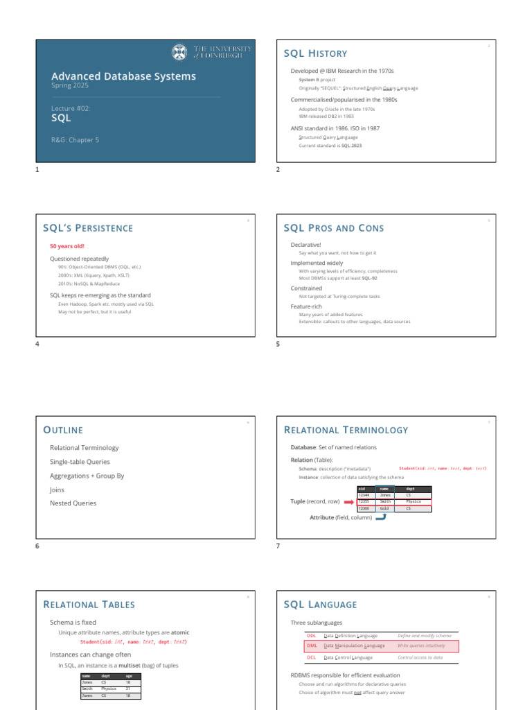 SQL Fundamentals and Queries Overview | PDF | Sql | Relational Database