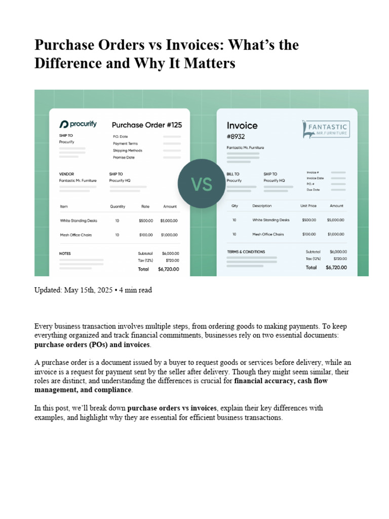 Understanding POs and Invoices | PDF | Invoice | Procurement