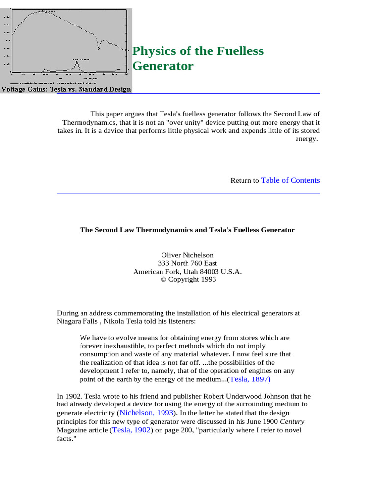 Physics of The Fuelless Generator Tesla | PDF | Inductor | Temperature