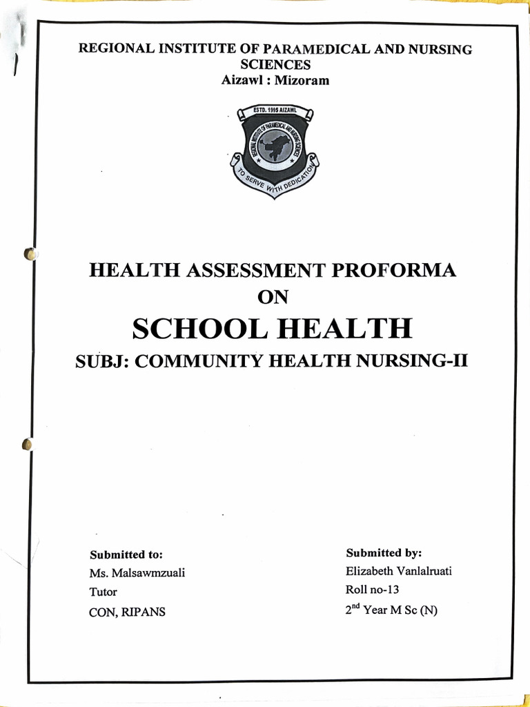 School Health Assessment Proforma | PDF | Well Being | Vein