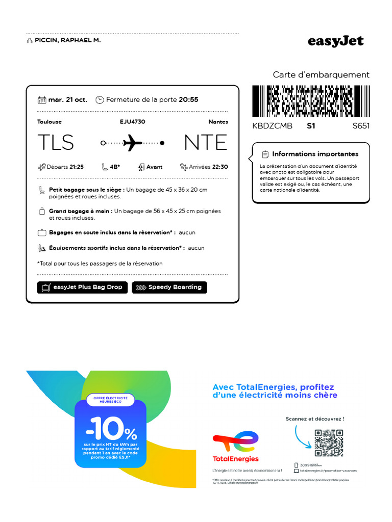 Carte d'embarquement EasyJet PDF | PDF