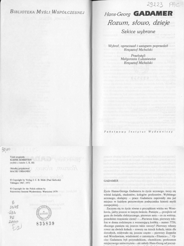 Gadamer - Cóż To Jest Prawda | PDF