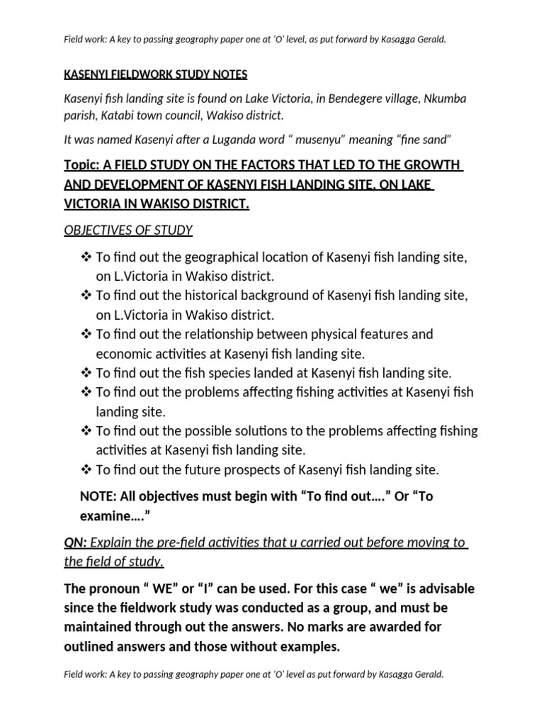 GEOG1 Kasenyi Fieldwork Notes | PDF | Coast | Erosion