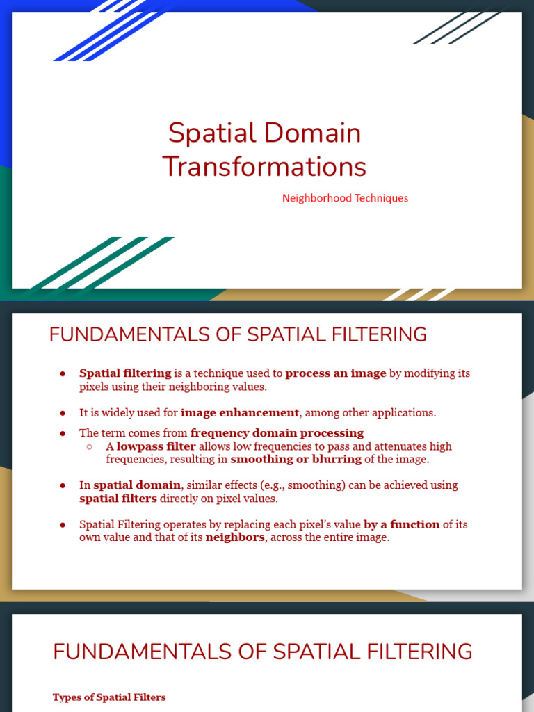 Spatial Filtering Techniques Explained | PDF | Convolution | Filter ...