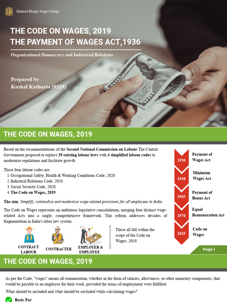Overview of the Code on Wages, 2019 | PDF | Employment | Overtime