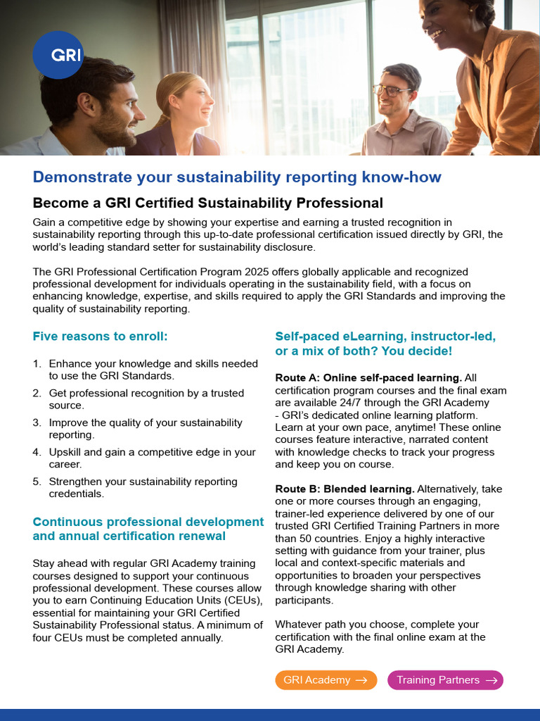 GRI Certification Program Details 2025 | PDF | Professional ...