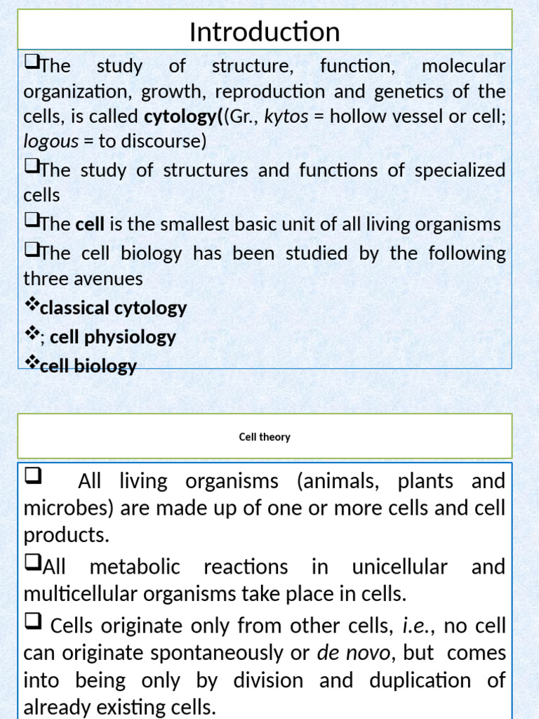 Overview of Cell Biology and Cytology | PDF | Cell (Biology) | Cell Biology