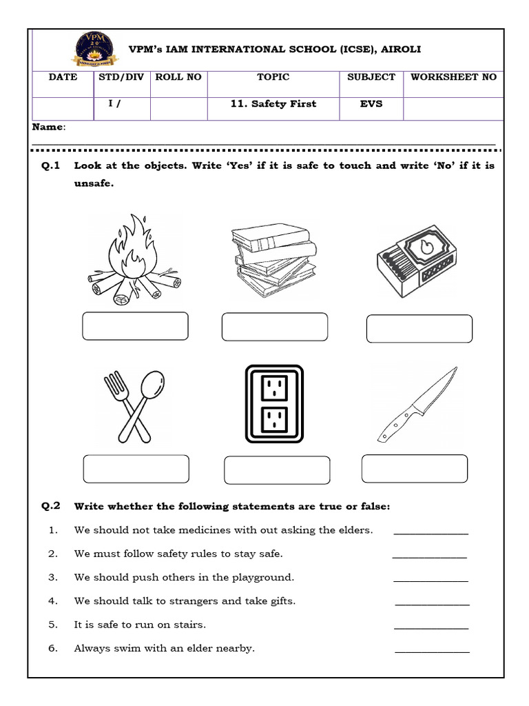 Safety First Worksheet Answers | PDF