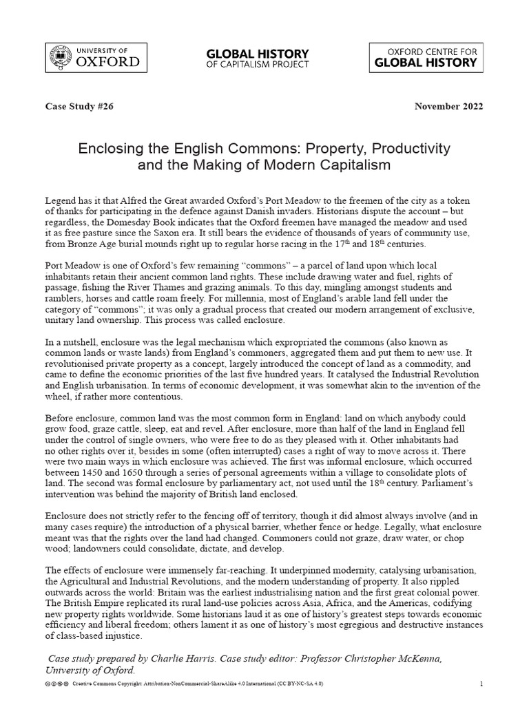 Enclosure Acts and the Commons' Decline | PDF | Enclosure | Friedrich ...