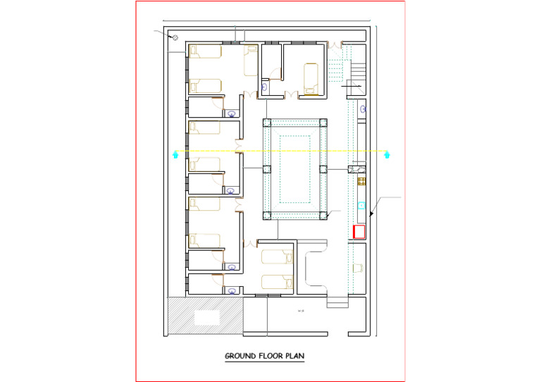 Ground Floor Plan with Room Details | PDF | Room | Sanitation