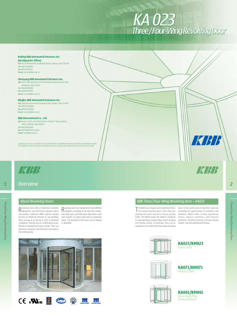 KBB Three/Four-Wing Revolving Doors | PDF | Door | Access Control