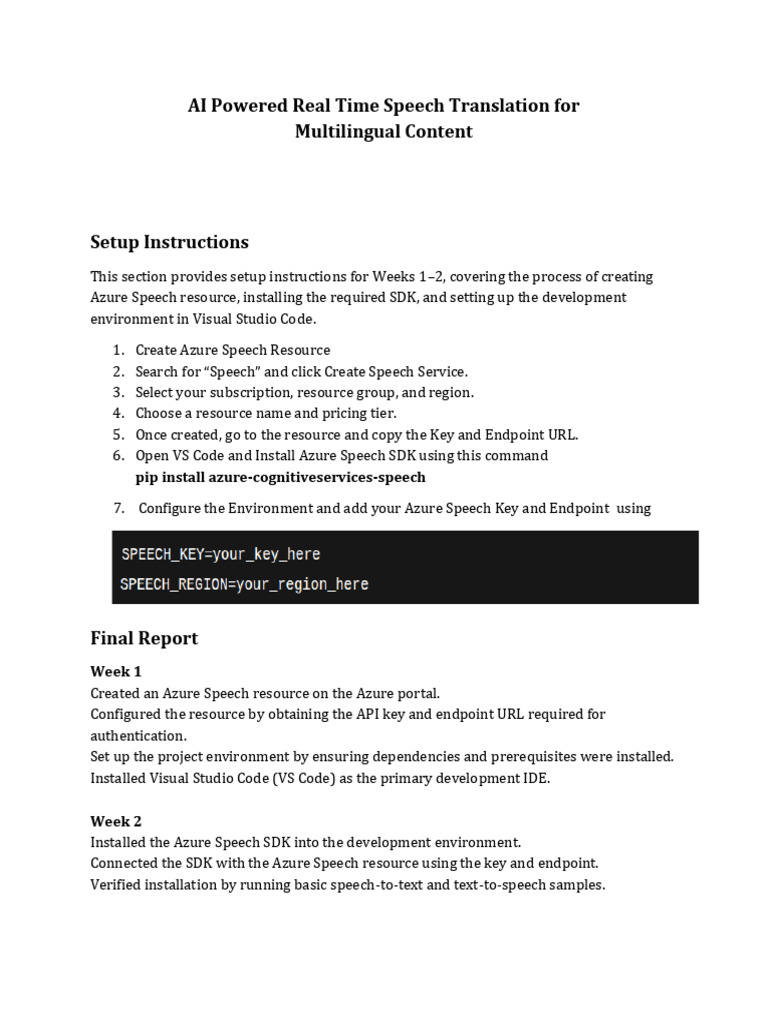 AI Speech Translation Setup Guide | PDF