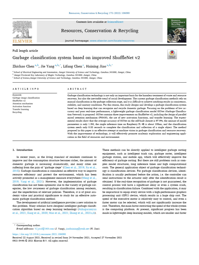 Improved Garbage Classification System | PDF | Deep Learning | Attention