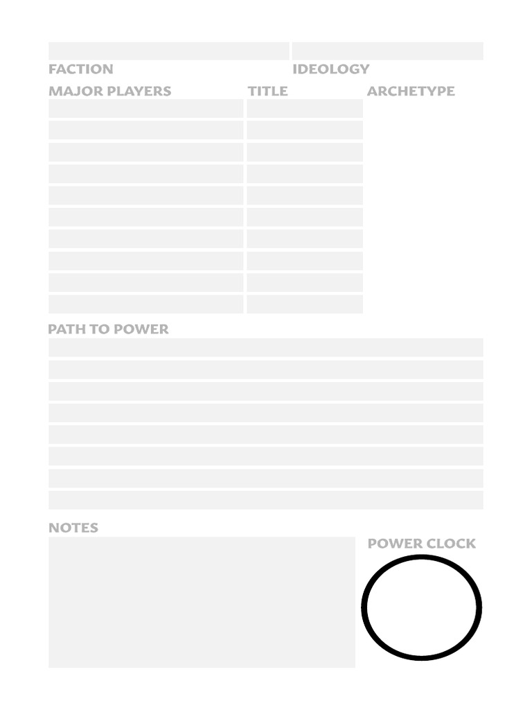 Political Intrigue Faction Sheet | PDF