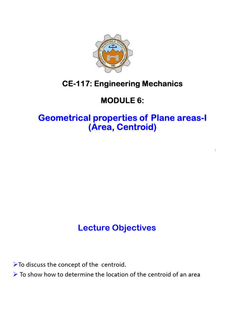 Centroid Calculations in Engineering Mechanics | PDF | Area | Cartesian ...