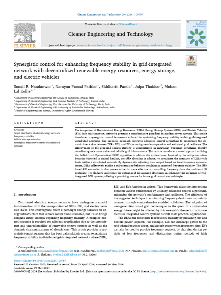 Synergistic Control For Enhancing Frequency Stability in Grid ...