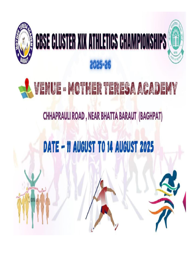 CBSE Cluster-XIX Athletics Meet 2025 | PDF | Identity Document