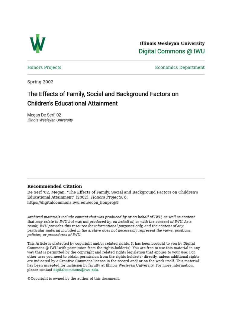 The Effects of Family Social and Background Factors On Children | PDF ...