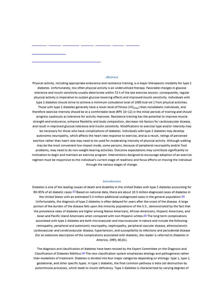 American College of Sports Medicine Position Stand Exercise and Type 2 ...