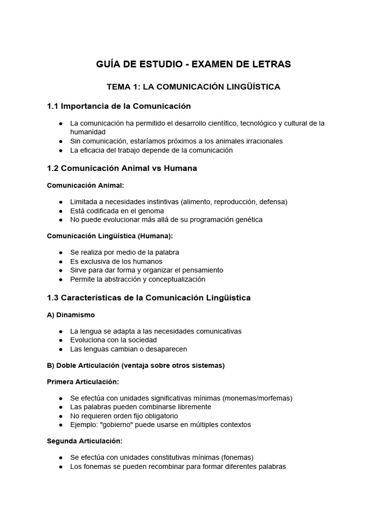 Guía de Estudio: Comunicación y Lenguaje | PDF | Comunicación | Lengua ...