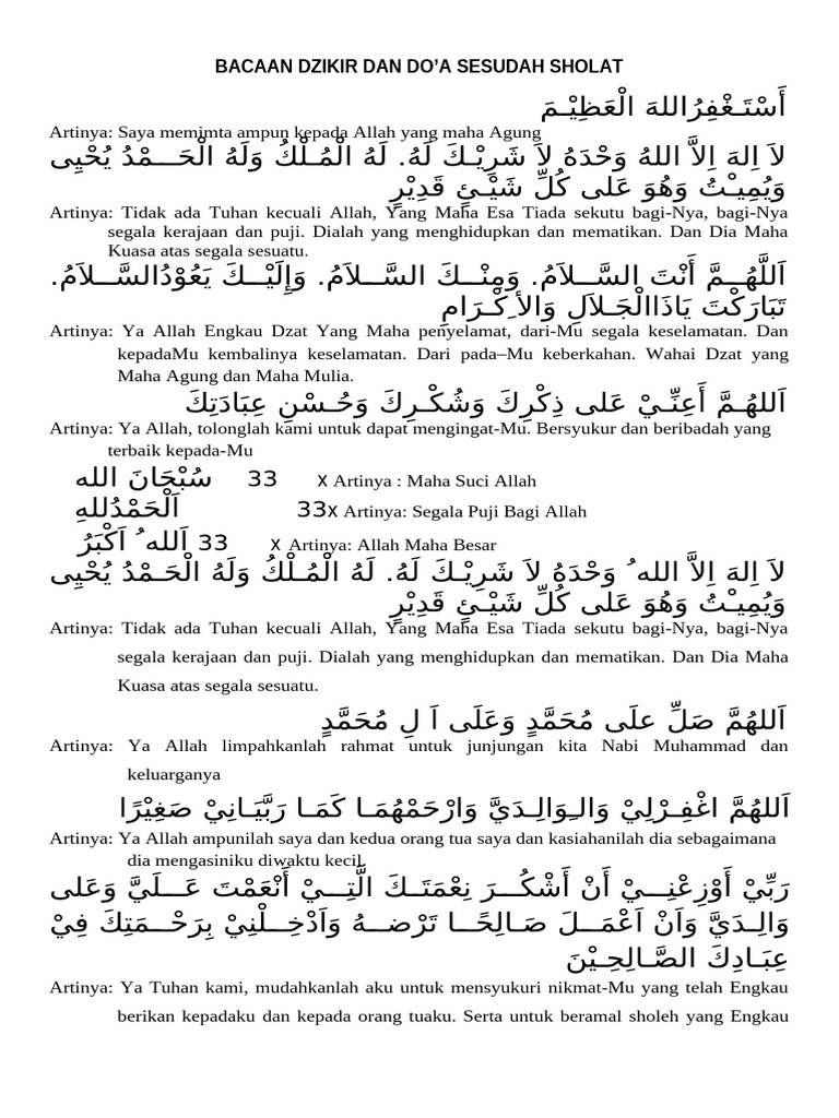 Bacaan Dzikir Dan Doa Pdf
