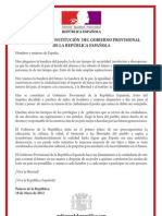 Decreto de Constitución Del Gobierno Provisional de La República Española