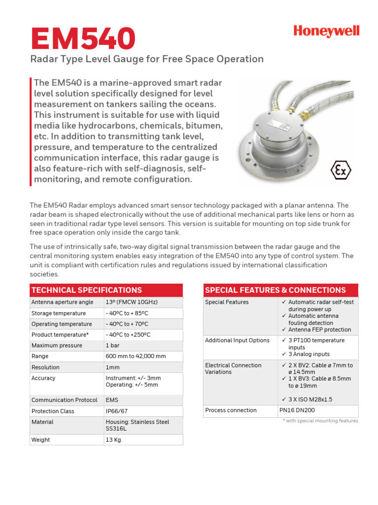 EM540 Radar Level Gauge for Tankers | PDF | Radar | Electronics