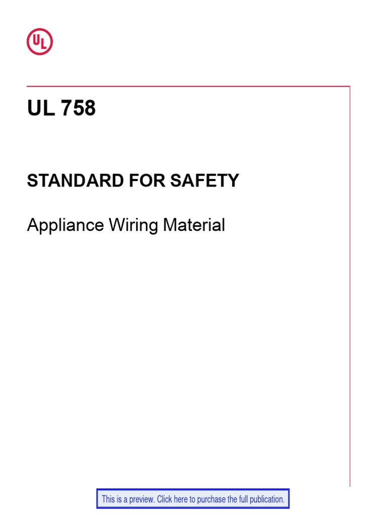UL 758: Appliance Wiring Material Standards | PDF | Electrical Wiring ...