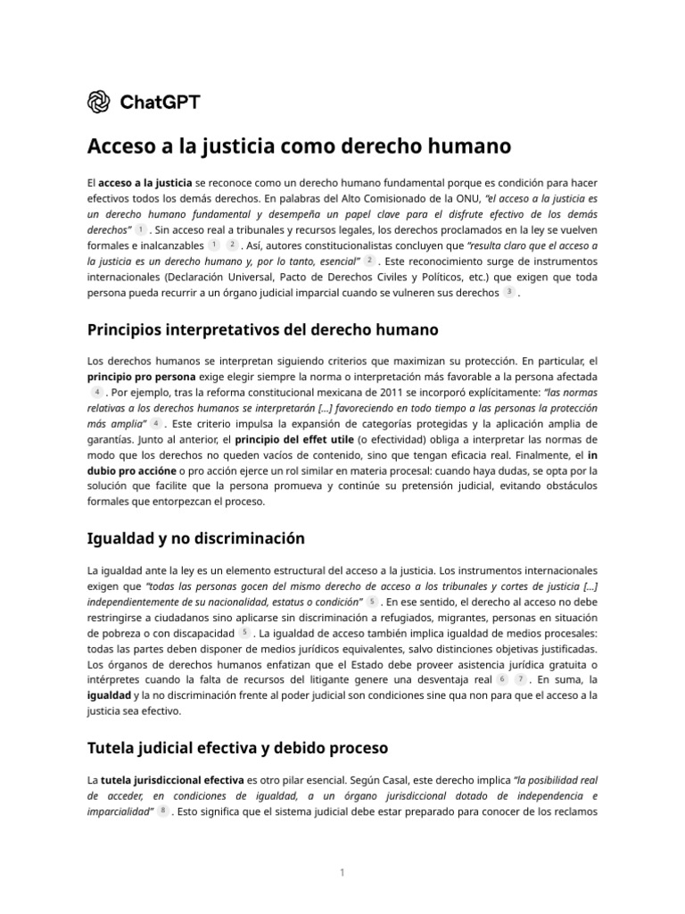 Acceso a la Justicia: Derecho Humano Esencial | PDF | Derechos humanos ...