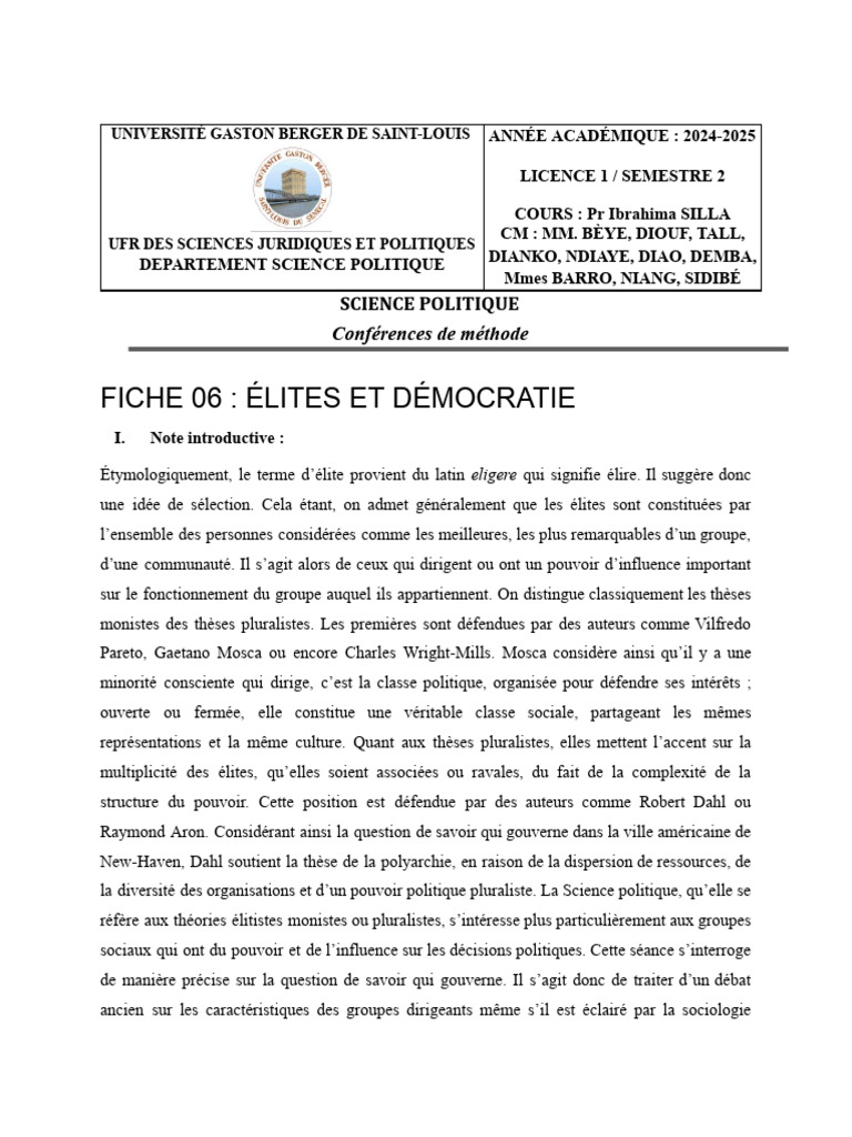 Élites et démocratie : enjeux politiques | PDF | Élite | Sciences ...