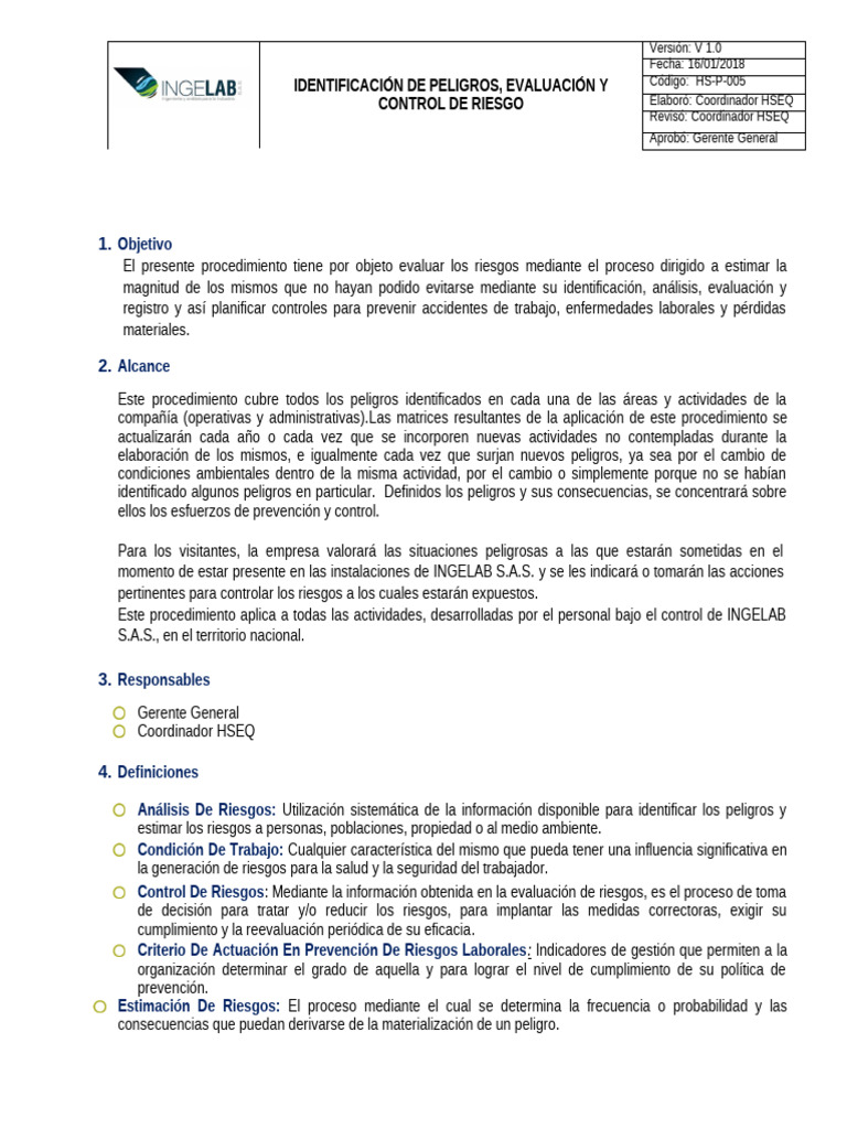 Evaluación y Control de Riesgos Laborales | PDF | Riesgo