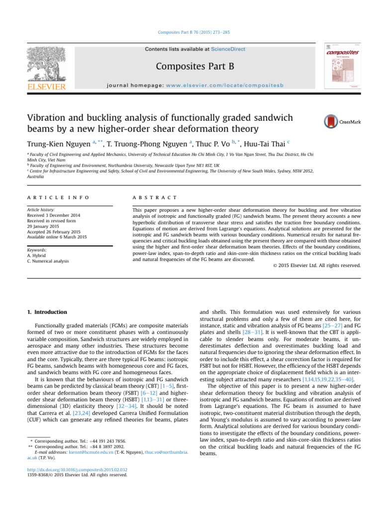 Vibration and Buckling Analysis of Functionally Graded Sandwich Beams ...