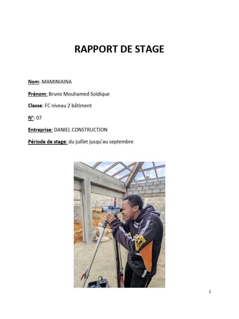 Rapport de stage en construction BTP | PDF