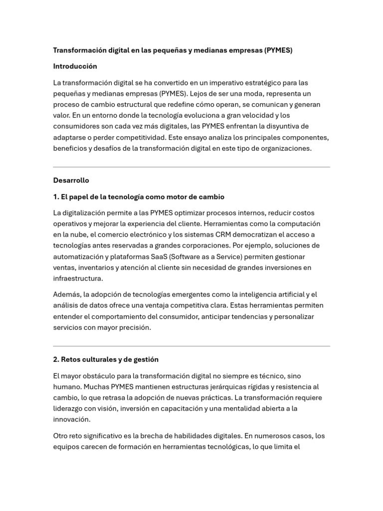 Transformación Digital en PYMES: Claves y Retos | PDF | Economias ...