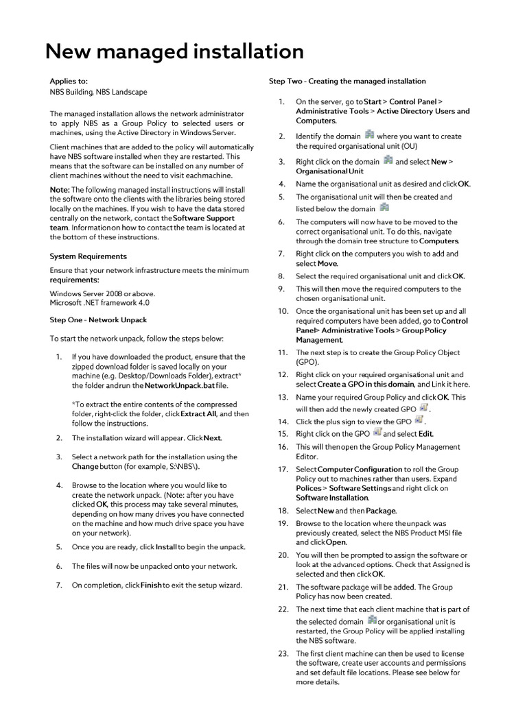 New Managed Installation | PDF