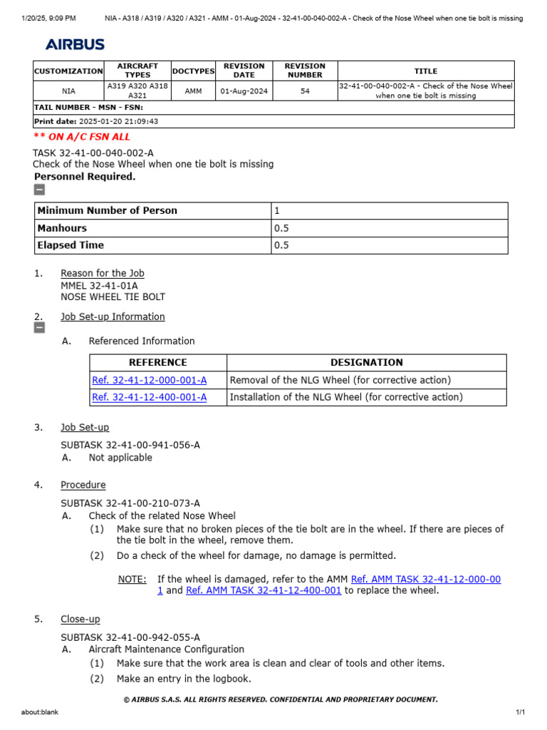Nose Wheel Check for Missing Tie Bolt | PDF | Civil Aircraft | Jet Aircraft