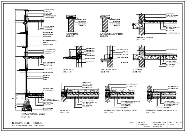 Double Storey Building Wall Section | PDF | Concrete | Brick