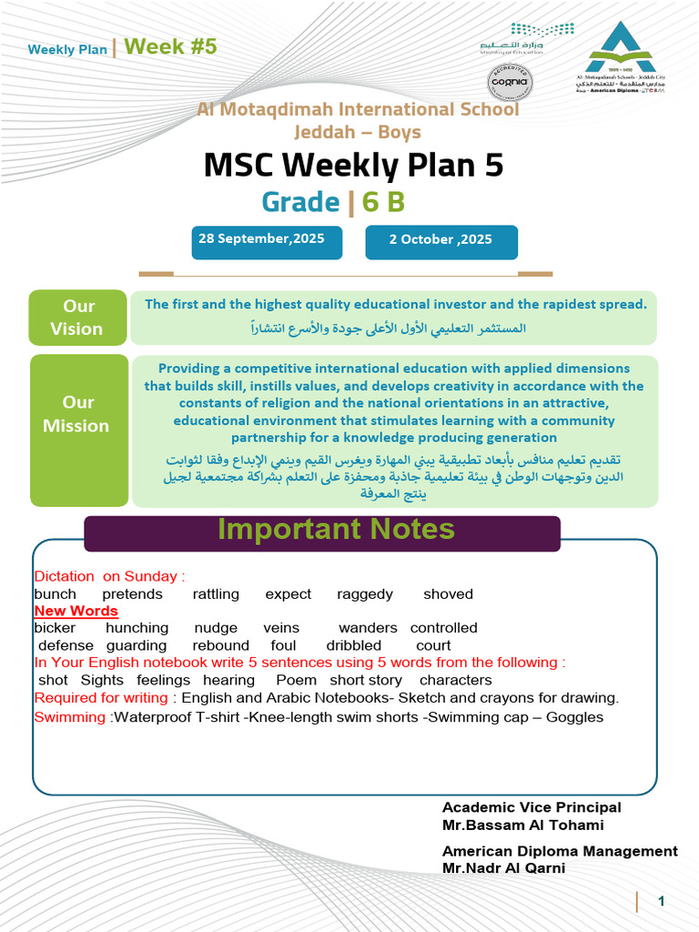 Grade 6B Weekly Plan - Week 5 | PDF | Human Communication | Linguistics