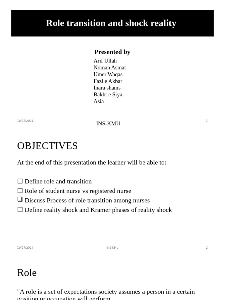 Role Transition and Shock Reality Seminar Group No 9 | PDF | Nursing ...
