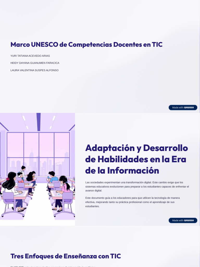 Marco UNESCO de Competencias Docentes en TIC | PDF | Enseñando ...