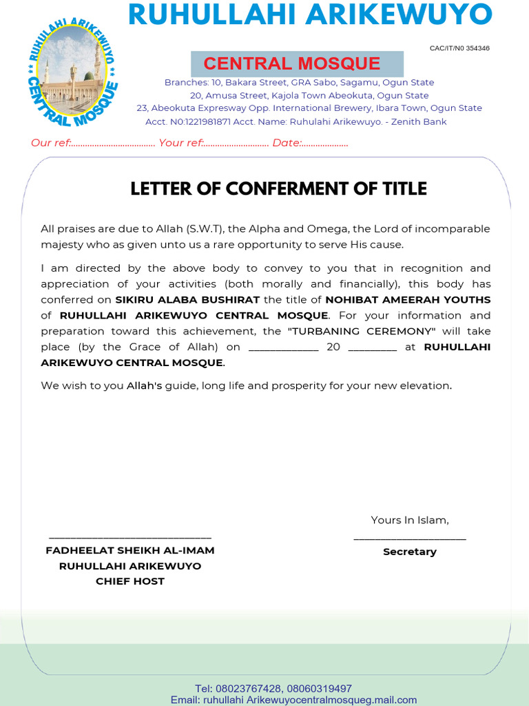 Title Conferment Ceremony Invitation | PDF