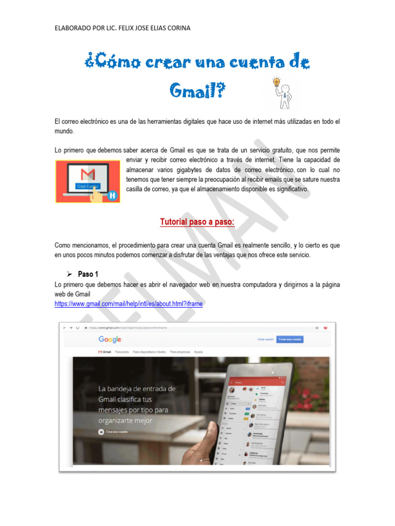 Como Crear Cuenta | PDF | Gmail | Botón (Computación)