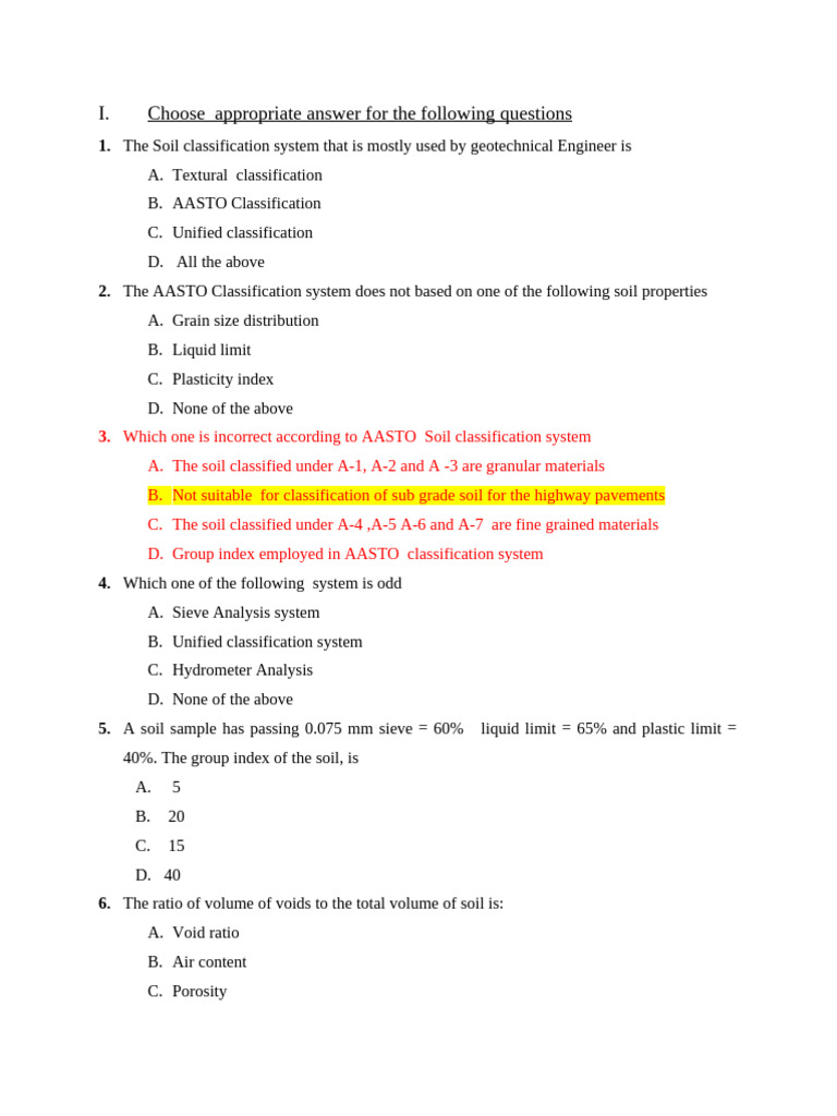 Geotechnical Soil Classification Quiz | PDF | Soil Mechanics | Earth ...