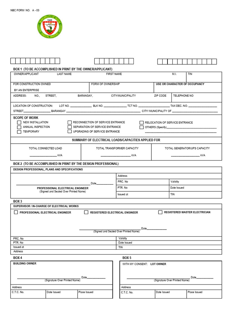 Electrical Permit Application Form | PDF