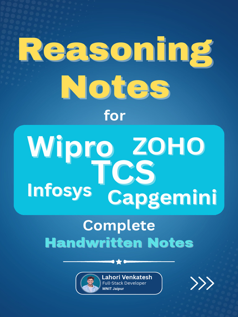 Reasoning Handwritten Notes For TCS, WIPRO, ZOHO | PDF