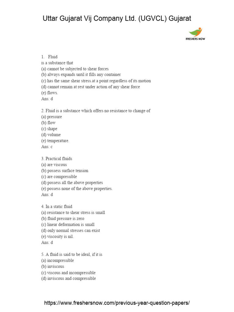 UGVCL Civil Engineering.. | PDF | Viscosity | Fluid